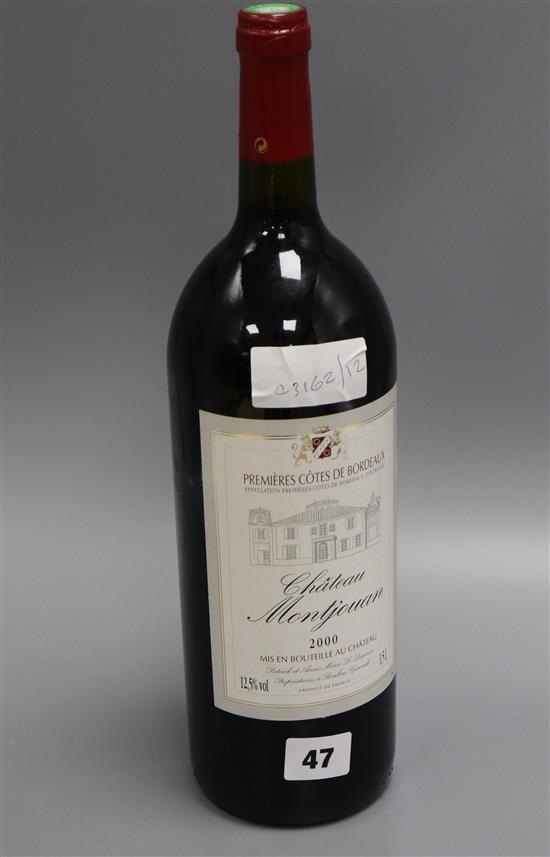 A 1.5l bottle of Chateau Moutjonan 2000